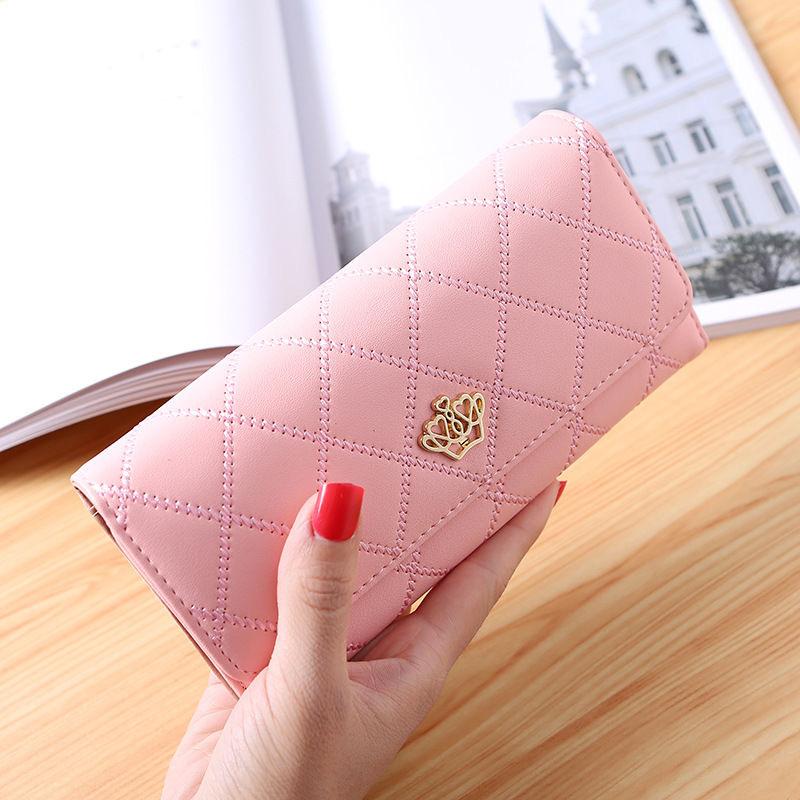 

Women Wallets Quilted Crown Long Wallet Clutch Purse Coin Card Holder 19 * 10 * 2cm чорний