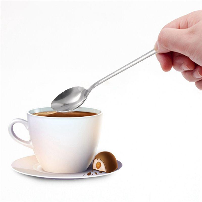 ABWR-New 3Pc Long Handle Stainless Steel Tea Coffee Spoon Cocktail Ice Cream Spoon Spoons Cutlery Pointed Head