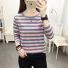 Women's Plus Size Striped Long Sleeve Cotton T-Shirt - Autumn Collection for Middle-Aged Moms