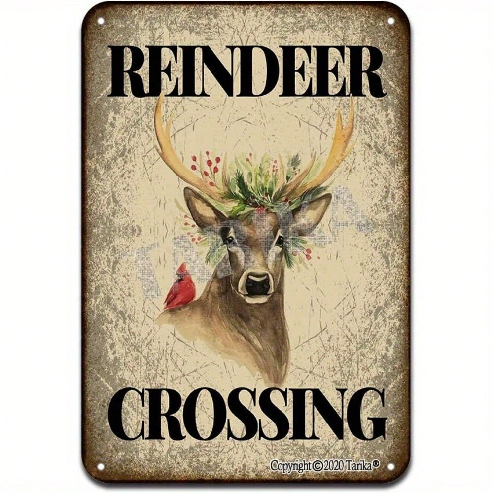 

Vintage Reindeer Metal Wall Art Rustic Retro Tin Sign for Pub Bar Man Cave Garage Decor 20x30cm（7.8x11.8inch）
