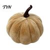 Velvet Stuffed Pumpkin Small Artificial Decoration, Fall Thanksgiving Soft Seasonal Floral Scene Accents Ornament, Autumn Harvest Tabletop Centerpiece