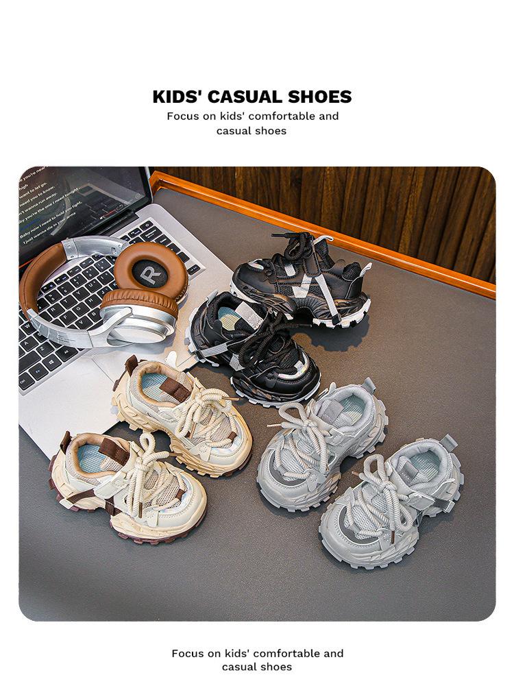 Trendy Kids' Mesh Sneakers: Spring/Autumn, Breathable, Non-Slip, Thick Sole, Fashionable Girls' Dad Shoes