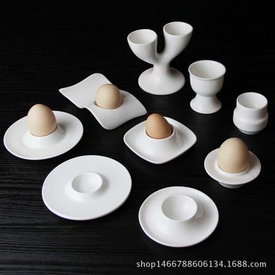 Ceramic Pure White Breakfast Egg Cup Holder for Hotels and Restaurants