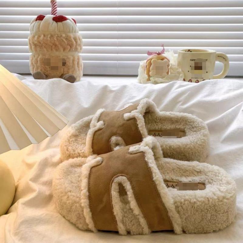 

Autumn and winter Mao Mao slippers women s new models, comfortable and versatile outer wear, thick-bottomed one-word cotton slippers 40 верблюд