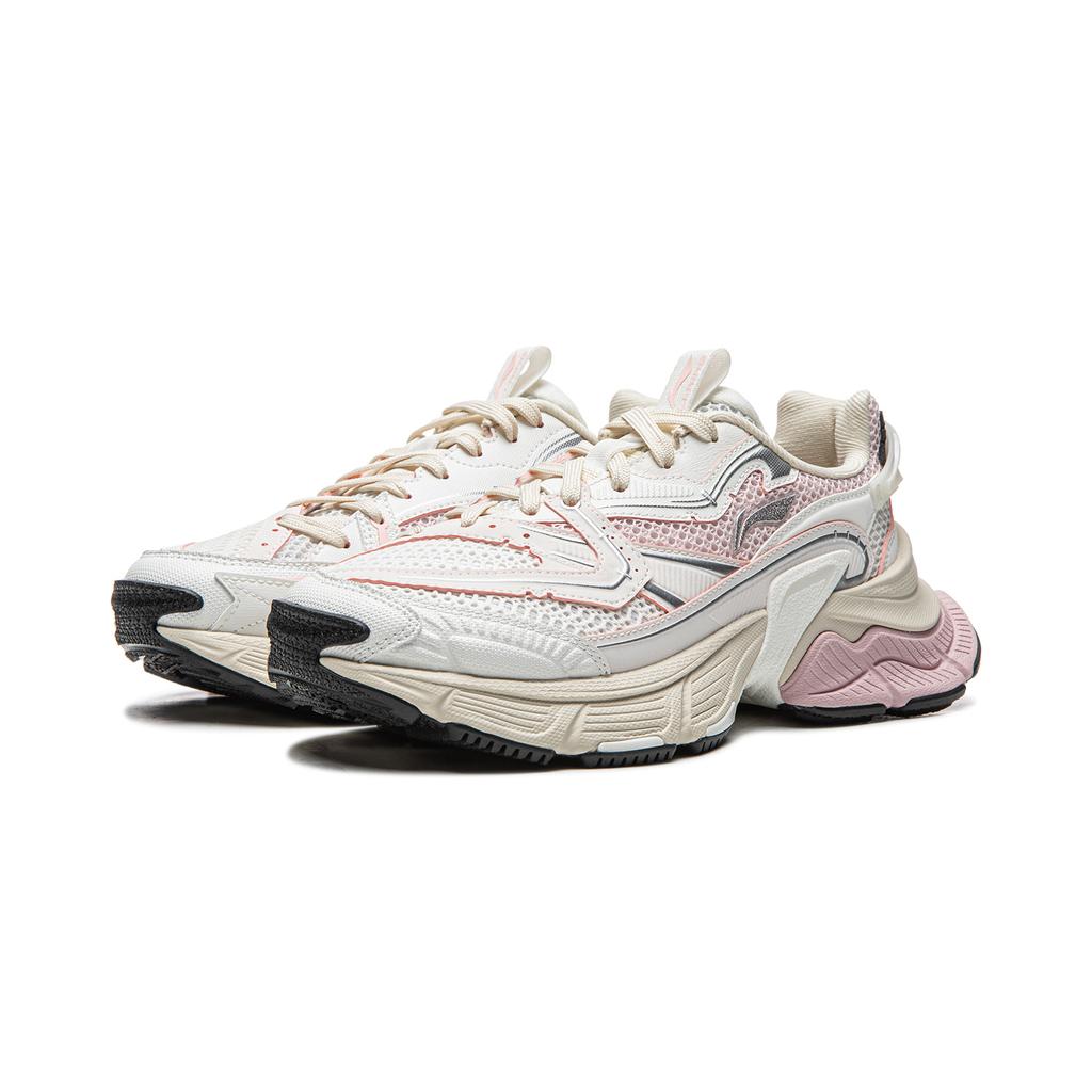Li Ning Xingji Cushioning Abrasion Resistant Breathable Low top Chunky Sneakers Women's White Pink AGCW088-1