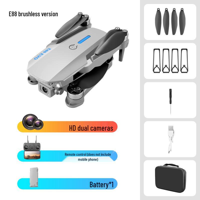 E88 Brushless Drone with Optical Flow, Obstacle Avoidance, Dual 4K Cameras, Aerial Photography, Four-Axis Control, and Remote Operation