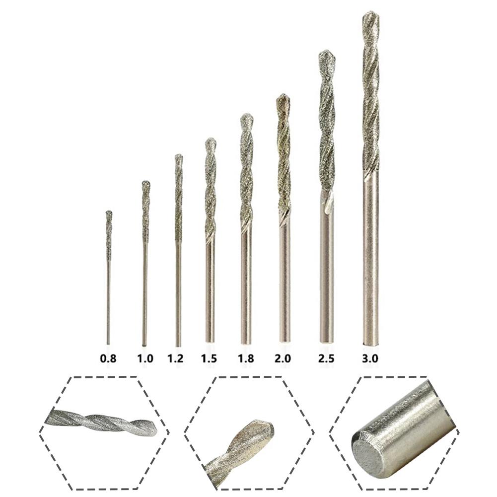 Kit Drill Bits Parts Polishing Portable Needle Power Tool Replacement Set 8 Piece Coated HSS Multi For Glass New