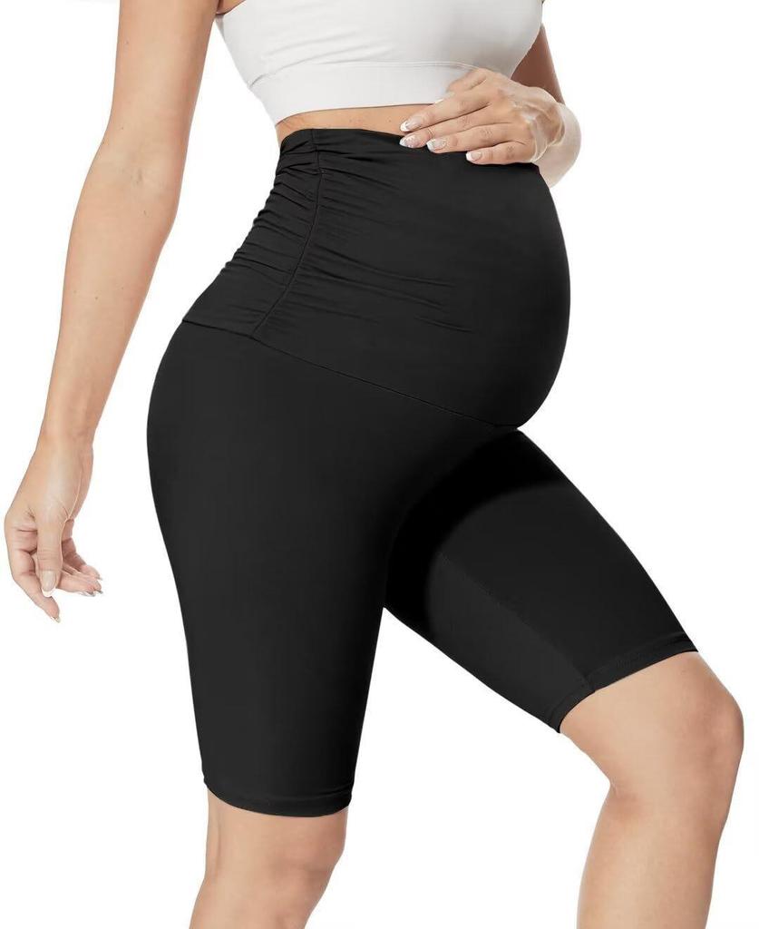 High Waist Maternity Belly Support Shorts - Slim, Elastic, and Comfortable Base Layer