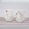 Floral Pattern Fine Bone China Mug, White Porcelain Coffee Mug with Handle, Safe for Microwave Oven, 1pc