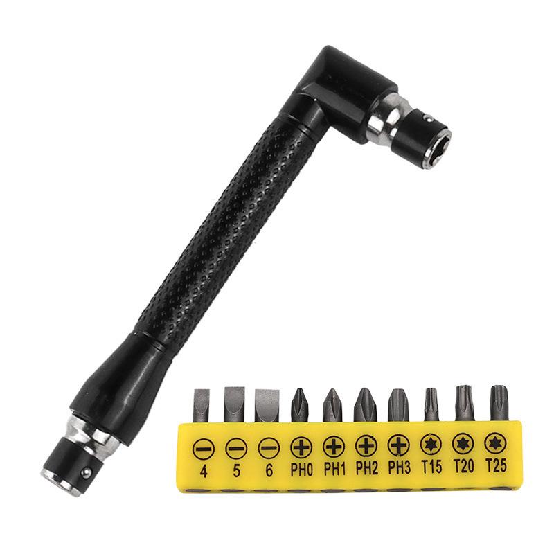 7-Shaped L-Type Dual-Head Socket Wrench with 6.35mm Air Screwdriver Bit Extension