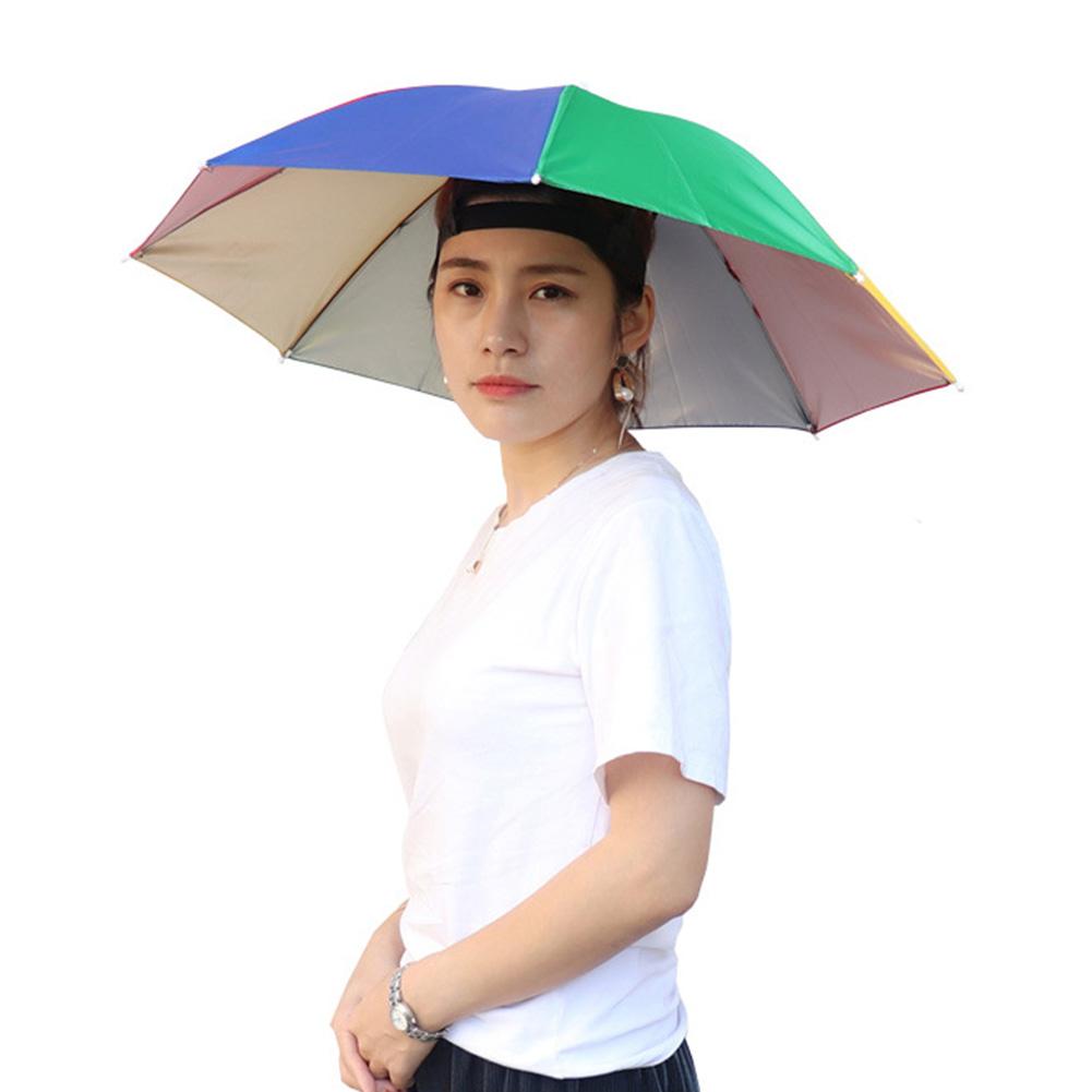 Portable Rain Umbrella Hat Army Green Foldable Fishing Headwear Cap Outdoor Sun Shade Waterproof Camping Beach Head Hats