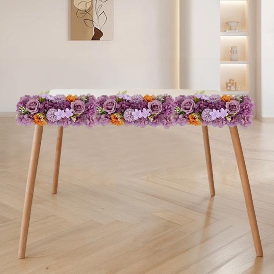 Artificial Rose Flower Row Faux Silk Rose Panel Backdrop DIY Floral Wall Decor for Wedding Arch Reception Ceremony Centerpiece Birthday Party Decor