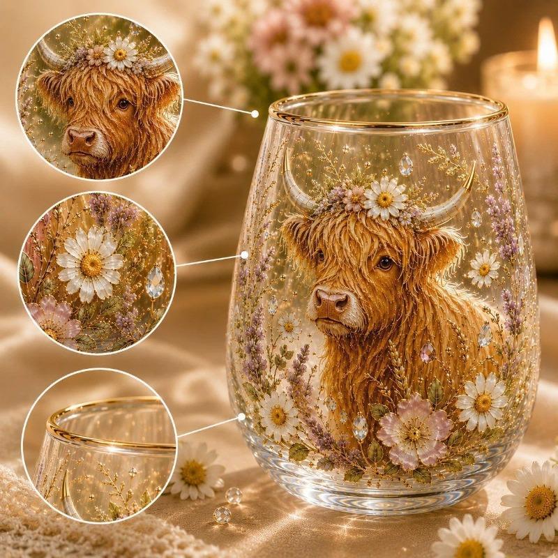 Bicchiere da Whisky Nuovo Vetro Stile Bouquet di Fiori Artigianato in Vetro Bicchiere da Whisky