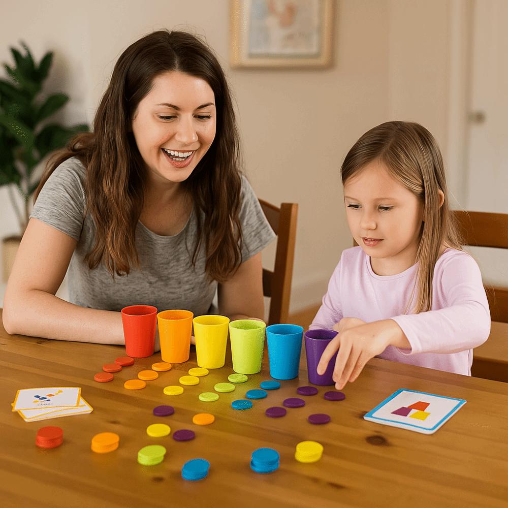 Sorting Color Stacked Cups Game Montessori Color Classification Cup Toys  Develops Motor Skills