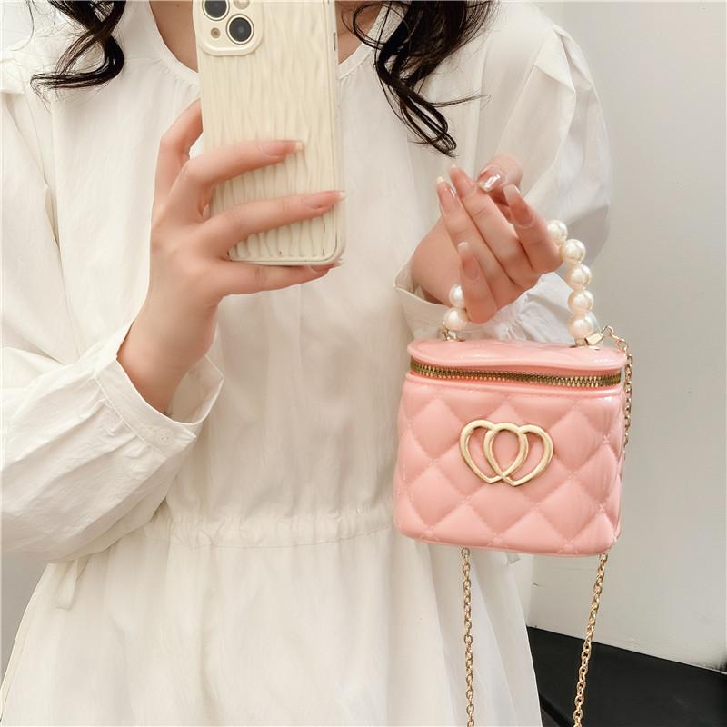 Girls Bag Fashion Pearl Handbag Children Little Girl Back Spring And Summer Jelly Cosmetic Bag