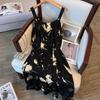 Elegant Floral Two-Piece Summer Dress for Plus Size Women - Pear-Shaped Slimming Camisole Set