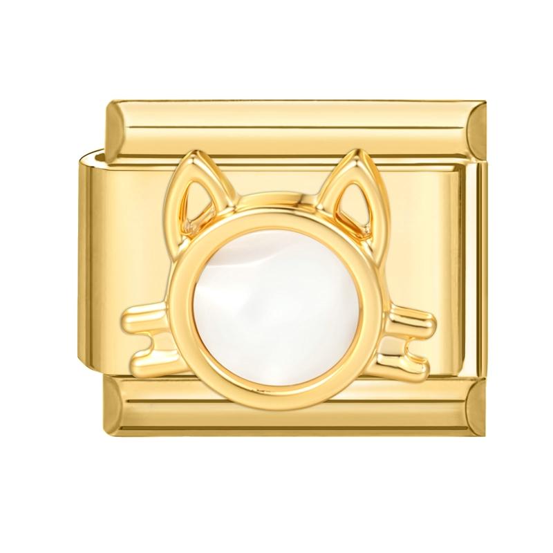 Vintage Golden Charm Zircon Butterfly Bow Cat Flower Italian Charm Links Fit 9MM Stainless Steel Bracelet Women DIY Making Gift
