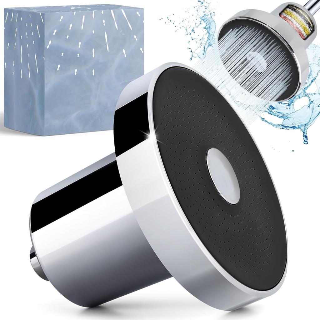 Modern Chrome Filter Round High Pressure Shower Head Accept Customized Box Filter Shower Head