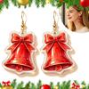 Decorative Earrings for Christmas 1 Pair 2D Acrylic Bell Dangle Women, Cute Red Trendy Winter Fashion Jewelry Holiday with Bow, Gifts Xmas Party
