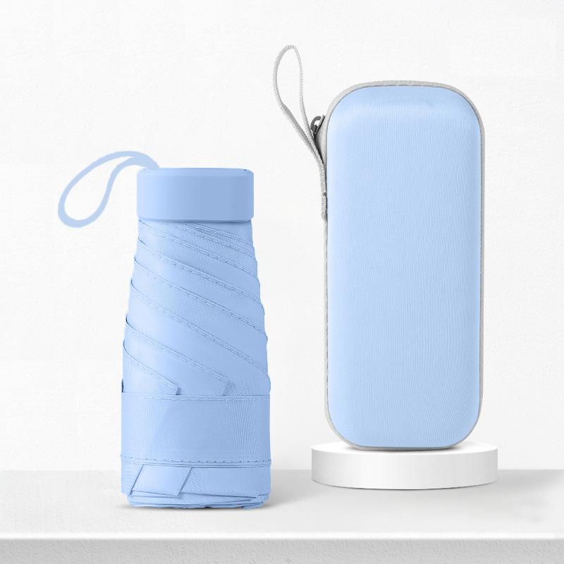Mini Umbrella Capsule Umbrella Rain and Sun Protection Outdoor Travel Portable Sunshade Umbrella with Storage Box Zwq