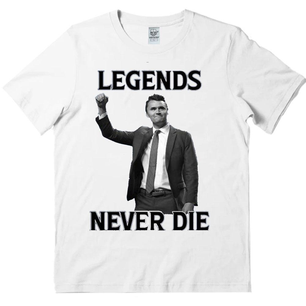 

Legend Never Dies Charlie Kirk Printed TShirt Mens and Womens Universal Casual Street Human Rights Theme Short Sleeve S