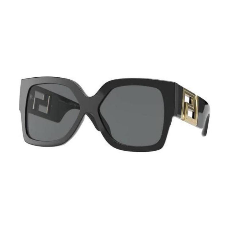 Versace Temple Logo Acetate Square Sunglasses Women's Black 12591923 VE4402-Black 59
