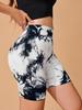 Nahtlose High-Waist Batik-Yoga-Shorts mit Pfirsich-Nude-Gefühl