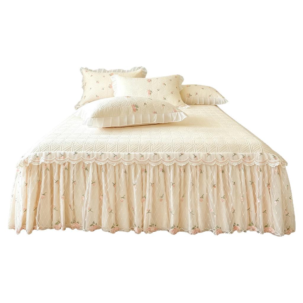 2026 New Pure Color Clip Cotton Bed Dress Single Piece Scarf Single Bed Cover Four Seasons Universal Bed Cover Skirt Side Bed Apron