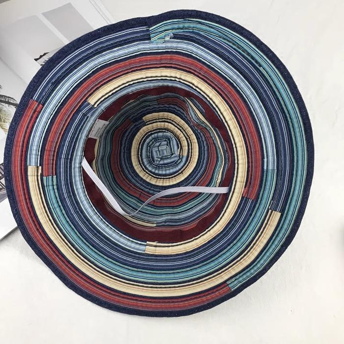 Hat Women's New Color Splicing Bucket Hat Seaside Beach Hat Big Brim Sun Hat Sun Hat Summer