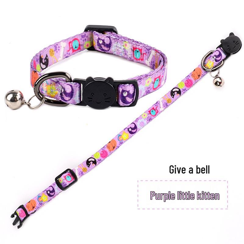 Cute Printed Bell Cat Collar 