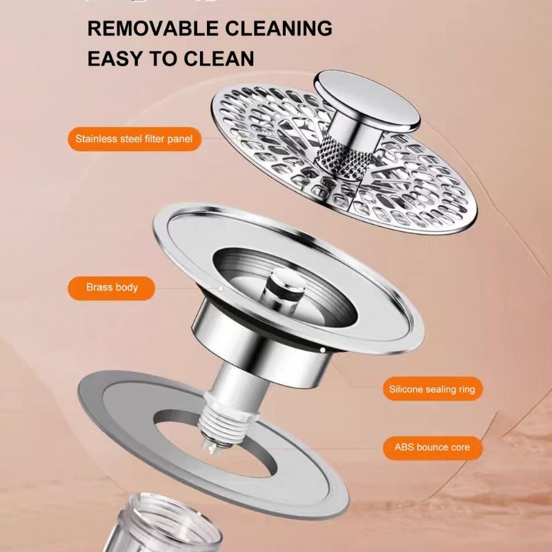 Washbasins Sink Drain Stopper Bathtubs Plug Anticlogging Drain Filter Drain Hair Catcher for Bathroom Kitchen Enduring