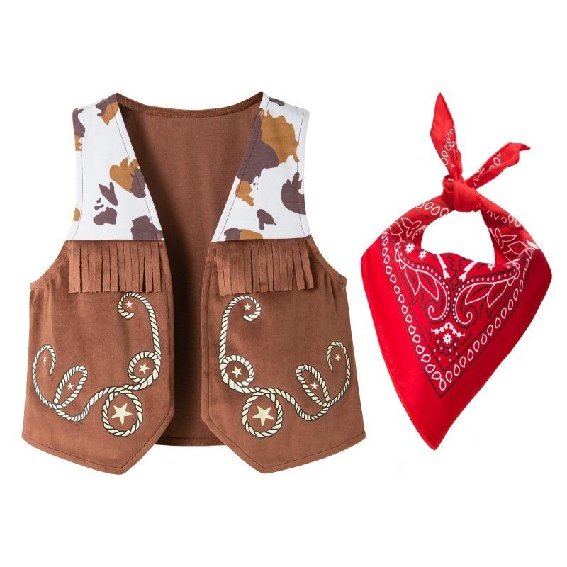 Kids Costume Set for Boys - Western Sheriff Outfit with Vest & Hat for Halloween Party & Dress Up