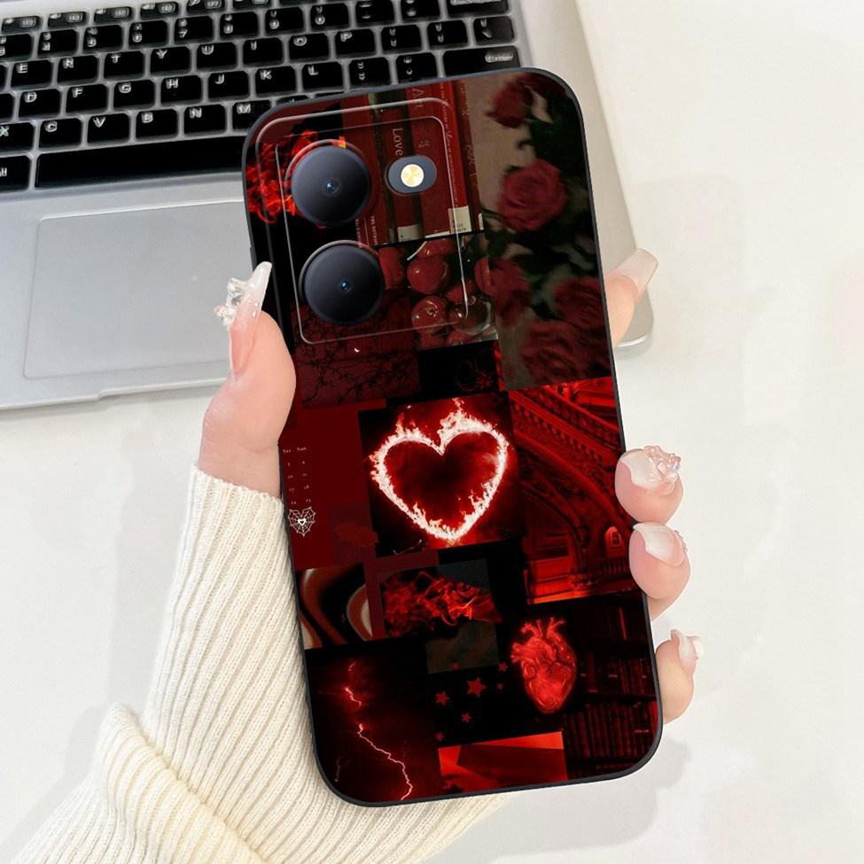 Für Vivo Y36 5G V2248 Hülle Für Vivo Y27 5G V2302 Abdeckung Silikon Luxus Mode Blumen Kawaii Süße Katze Lustige Handyhülle Stoßstange
