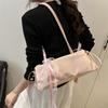 Fashion Sweet Faux Leather Tote Shoulder Bag with Lace Ribbon Bow Detail Design Handbag Cute Crossbody Purse for Women