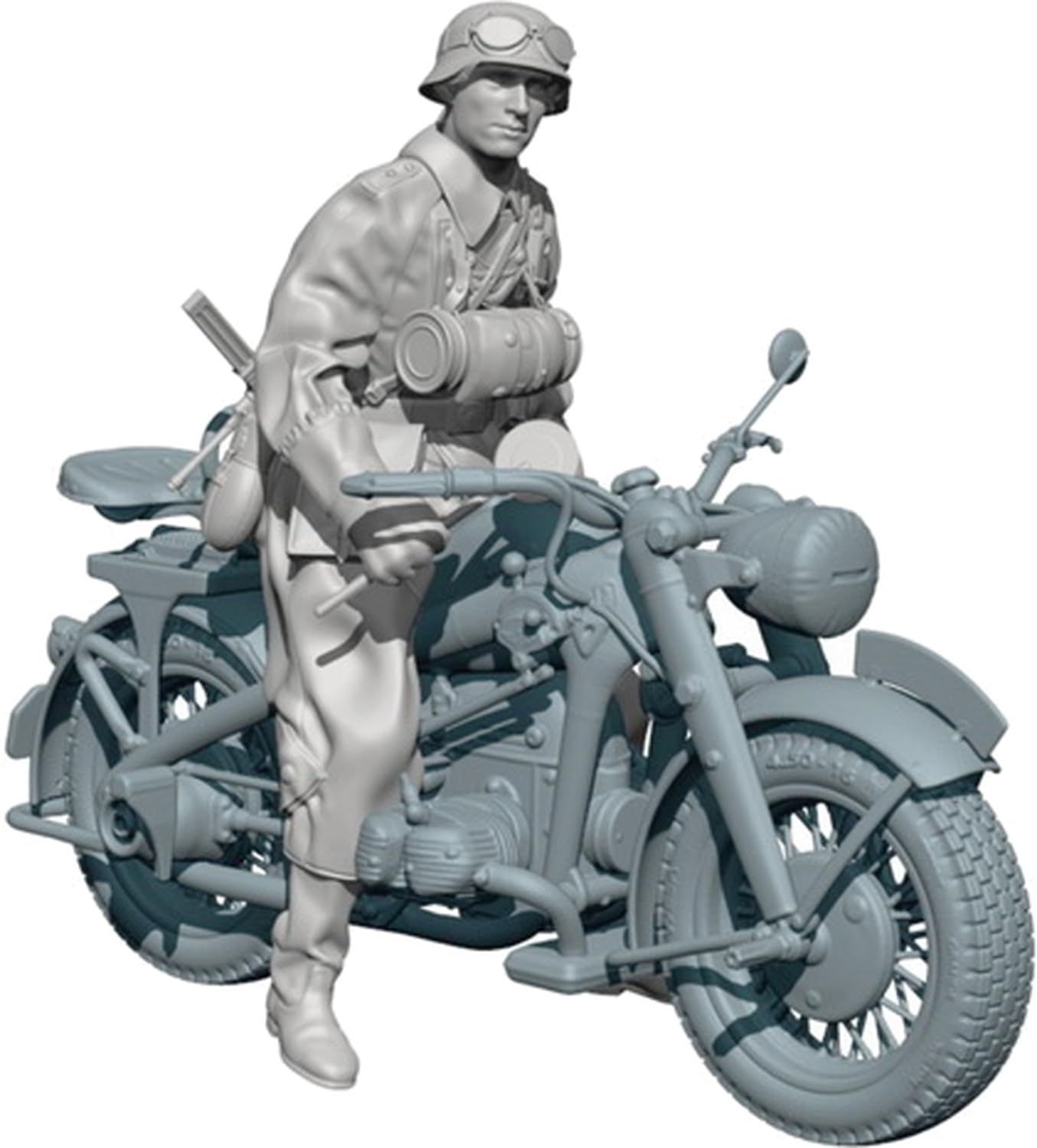 Sol Model WWII German KS750 Military Motorcycle with Field Military 3D Printer MM900 1/35 Police, Kit, (Motorcycle)