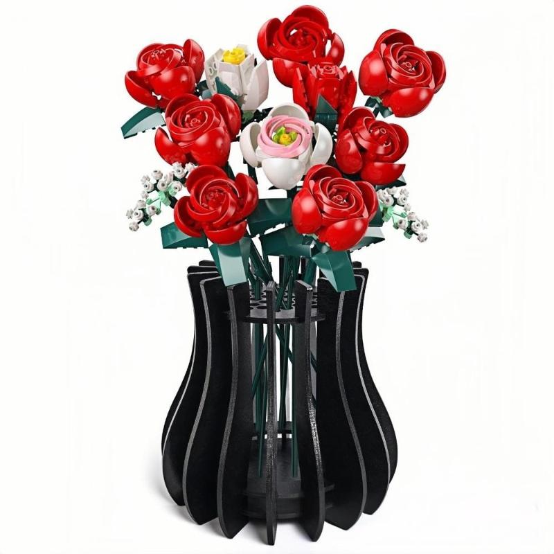 Holzvasen-Set für Rosen/Kirschblüten/Blüten/Sonnenblumen, für botanische Sammlung, stilvolle Heimvase, Tischdekoration, Puzzle-Ständer