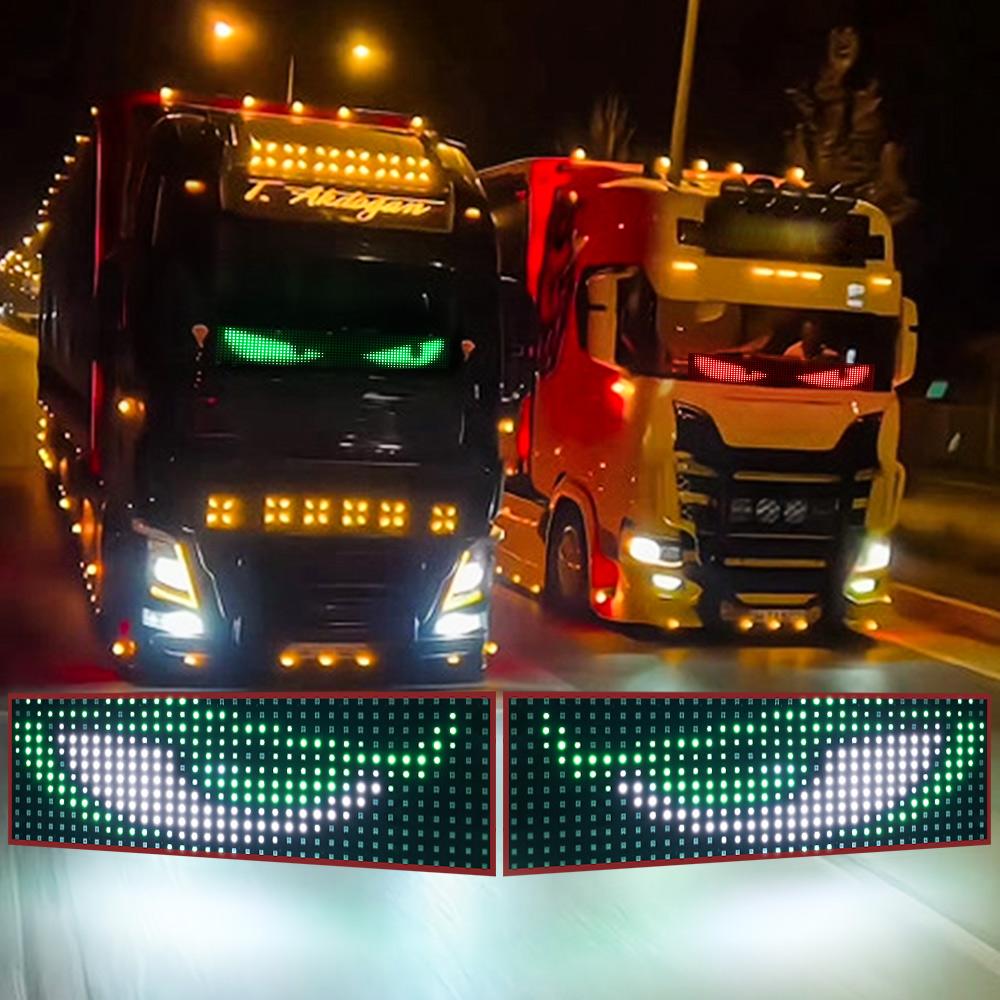 Truck Car Devil Eye LED Pixel Panel Light Matrix Pixel Panel Soft Foldable Lighting Scrolling for Truck Remote Control 12V 24V
