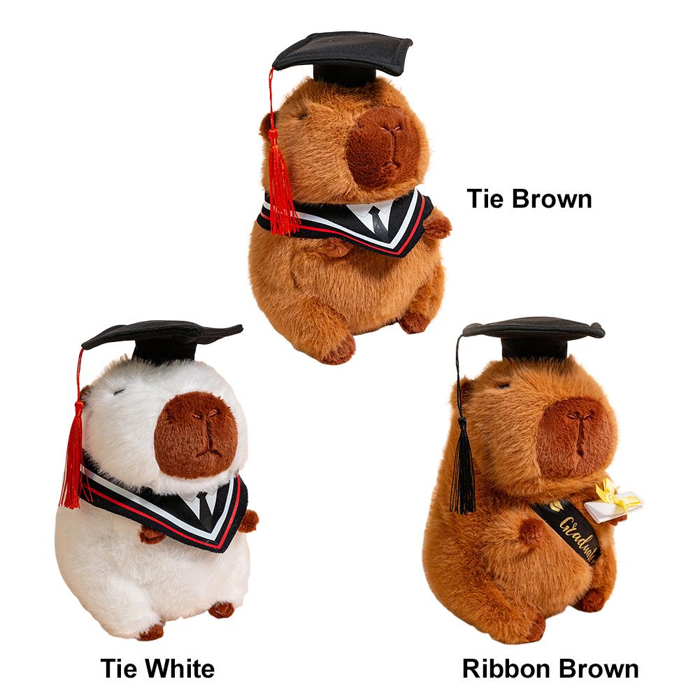 Graduation Cap Plush Capybara Creative Graduating Capybara Plush 25cm Stuffed Capybara Dolls for College Students