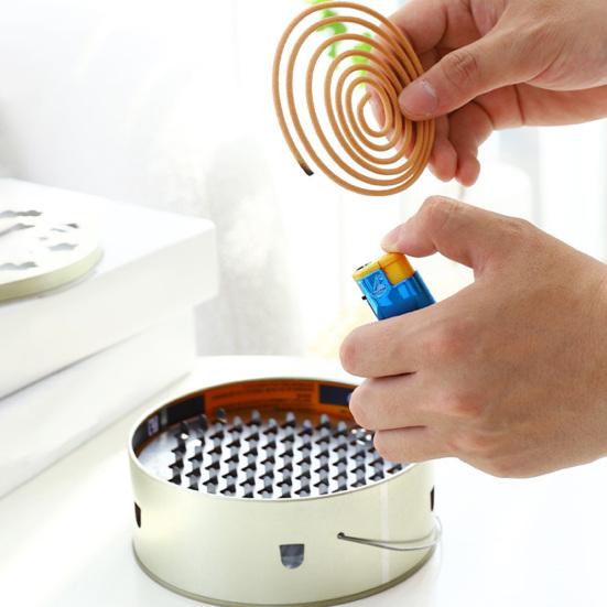 Mosquito Coil Box Hangable Leaky Lid Stainless Handle Design Open Flame Proof Fly Repellent Large Capacity Anti-scalding Incense Household Supplies