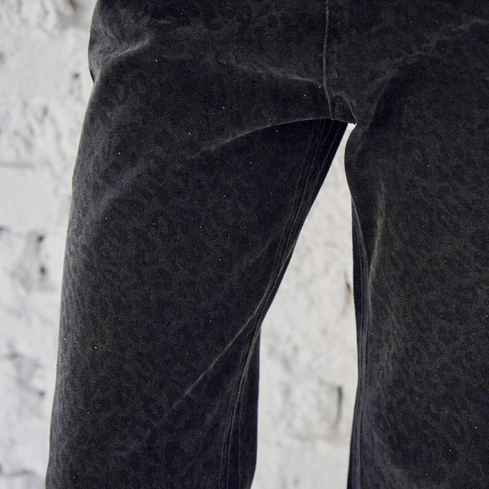 Maxza Cubic Leopard Wide Black Denim Pants Ze03ql004na