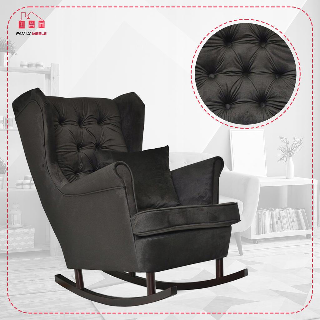 Scandinavian Wingback Rocking Chair Gaja Family Meble Black Olive 10 Pik