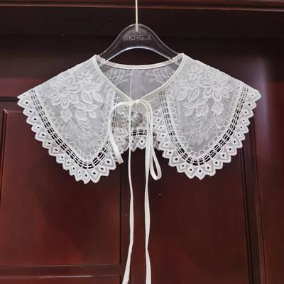 New Collar Insignia Women's Lace Collar Organza Embroidery Lace Up Shawl Bow Fake Collar Cloak Fake False Collars