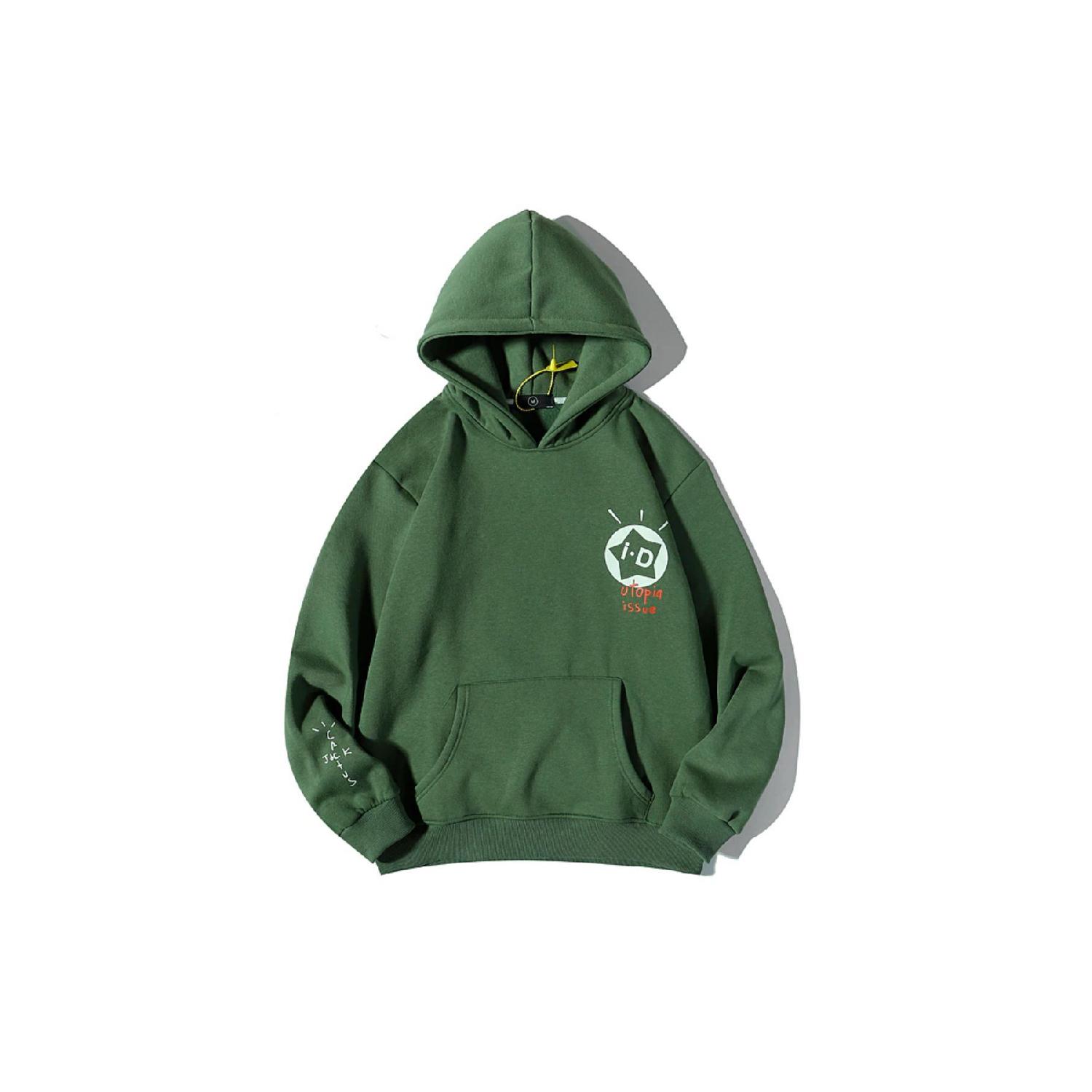 

Унисекс зеленая толстовка с капюшоном оверсайз с принтом Id