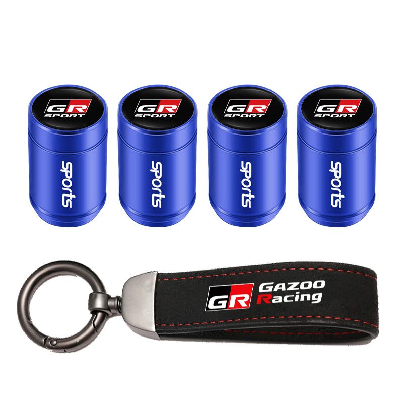 Car Tire Wheel Valve Caps Cover Suede Car Key Chain Ring Keychain For Toyota GR Corolla Yaris Aygo Prius CHR Camry Auris Avensis