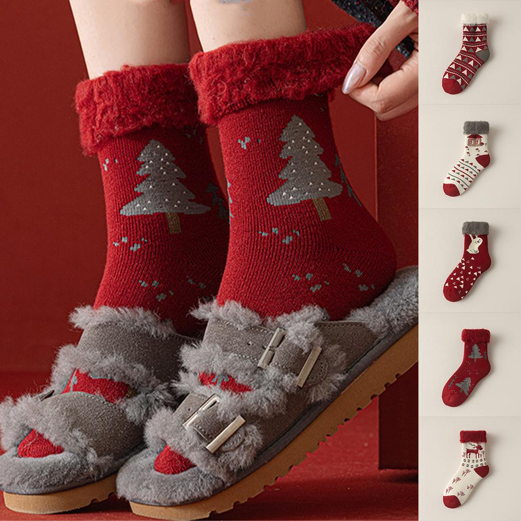 Women's -Lined Thick Christmas Socks for Cozy Home Sleep and Floor
