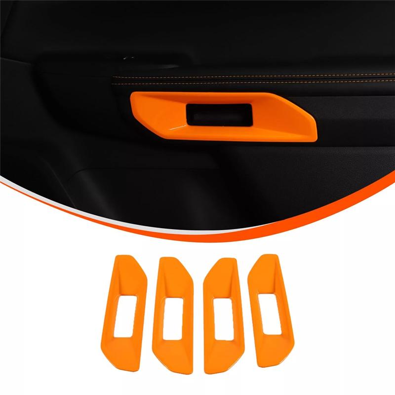 For Ford Ranger 2024 Car Door Armrest Cover Frame Trim Interior Accessories Orange-A87Q