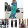 Elegantes Damen Boho V-Ausschnitt Langes Maxikleid Mit 3/4 Ärmel Für Party Und Abendveranstaltungen