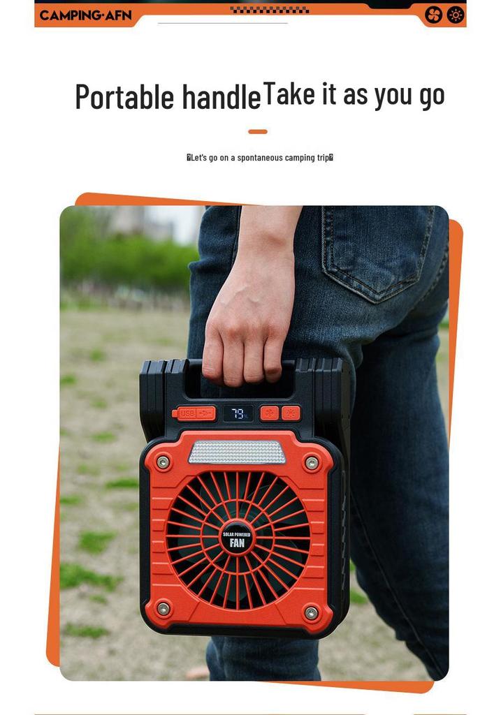 Multi-functional Solar-Powered Handheld Fan & Camping Light