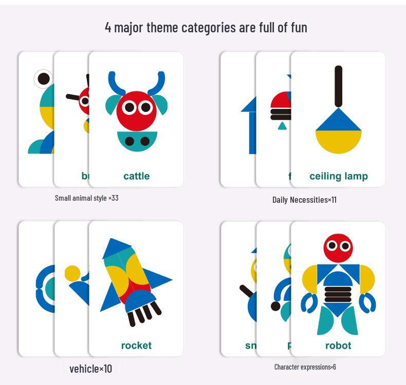 Geometric Shape Tangram Puzzle Wooden Toy for Toddlers