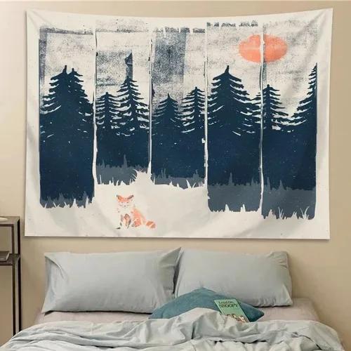Иллюстрация Лес Закат Пейзаж Узор Подвесная Ткань Домашнее Настенное Украшение Гобелен — фото 12